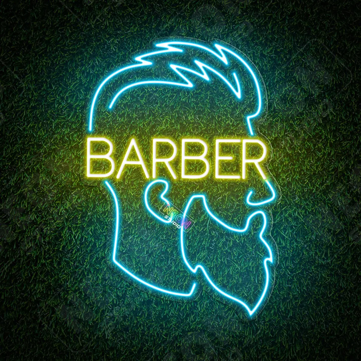 Barber text with shape neon sign