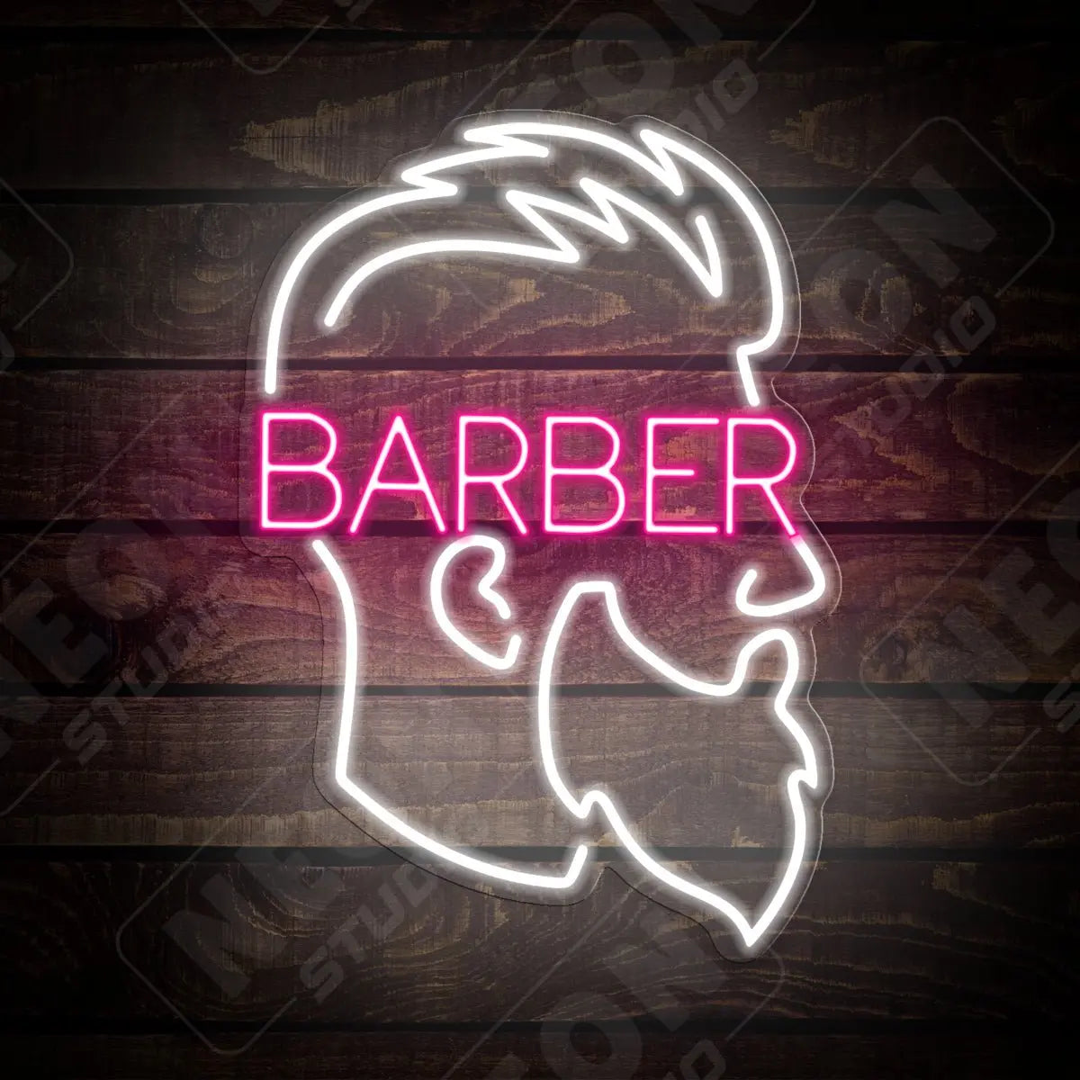 Barber text with shape neon sign