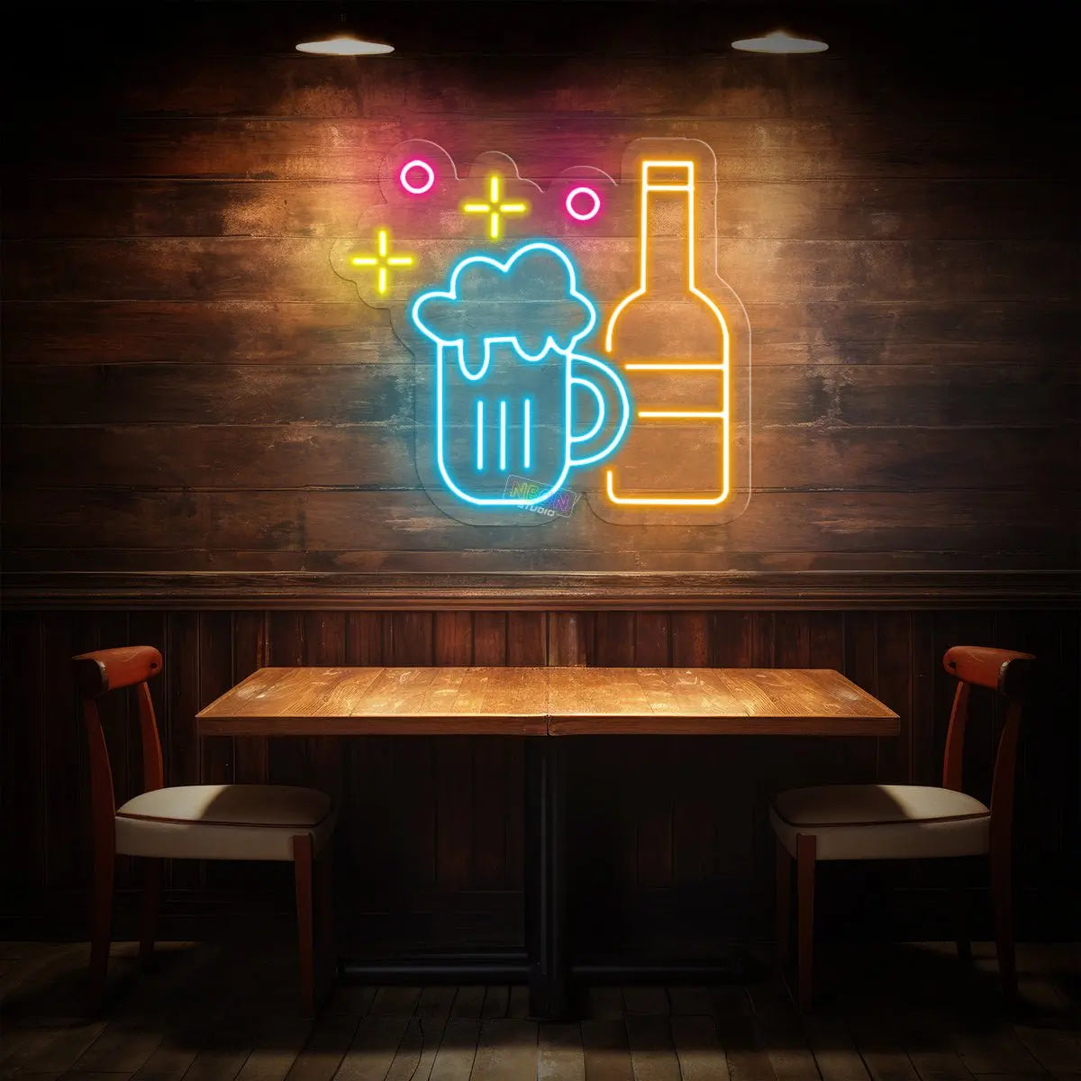 Beer & Bottle neon sign