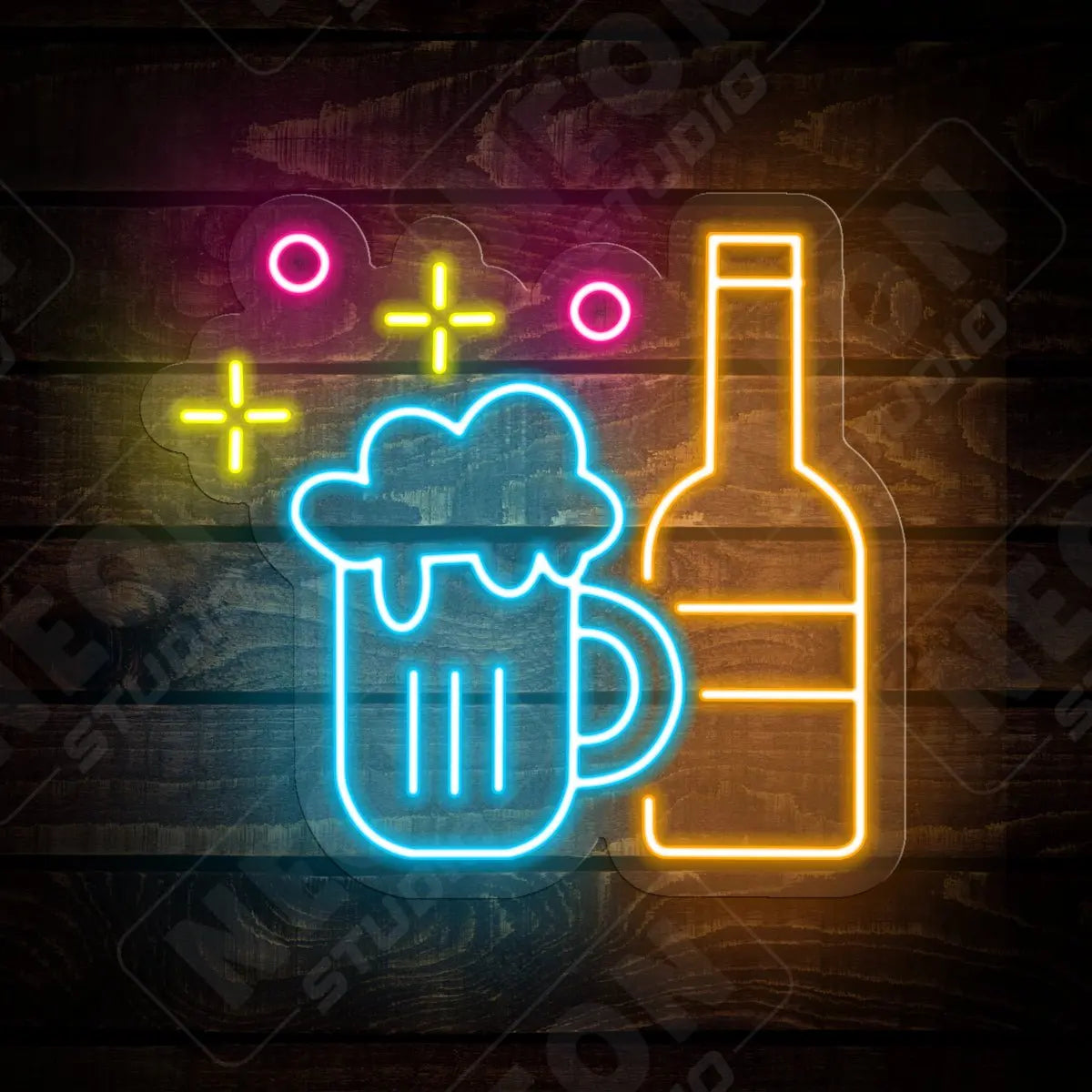 Beer & Bottle neon sign