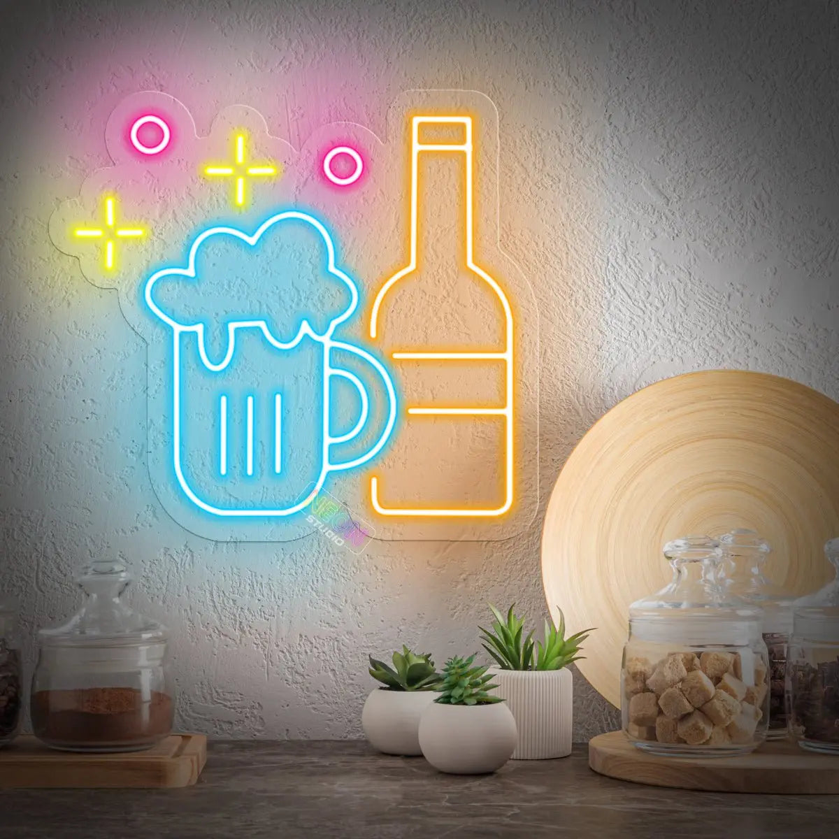 Beer & Bottle neon sign