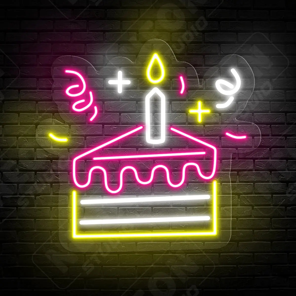 Birthday cake neon sign