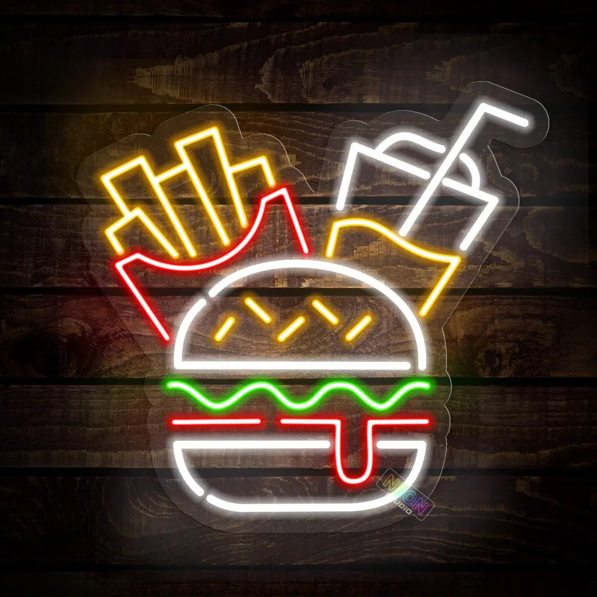 Burger menu neon sign
