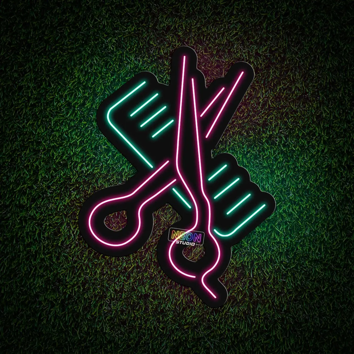 Camb & Scissors neon sign