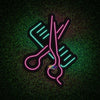 Camb & Scissors neon sign