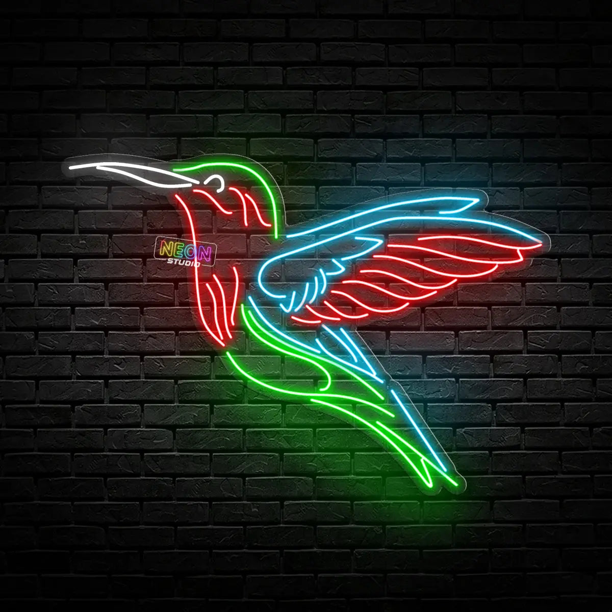 Colorful Hummingbird neon sign