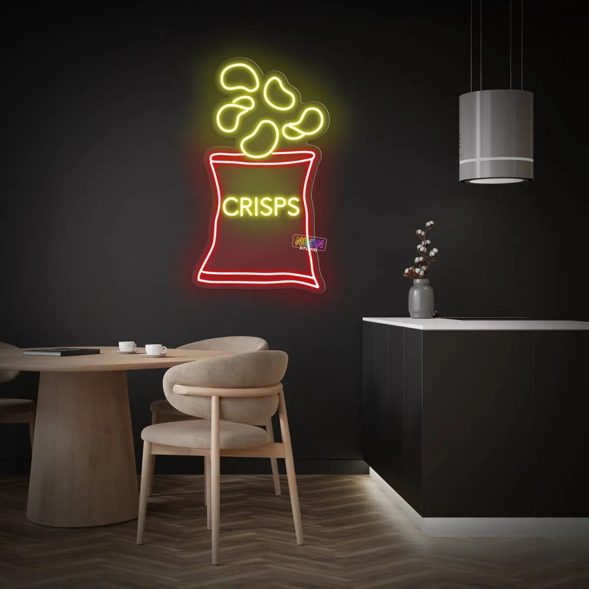Crisps neon sign