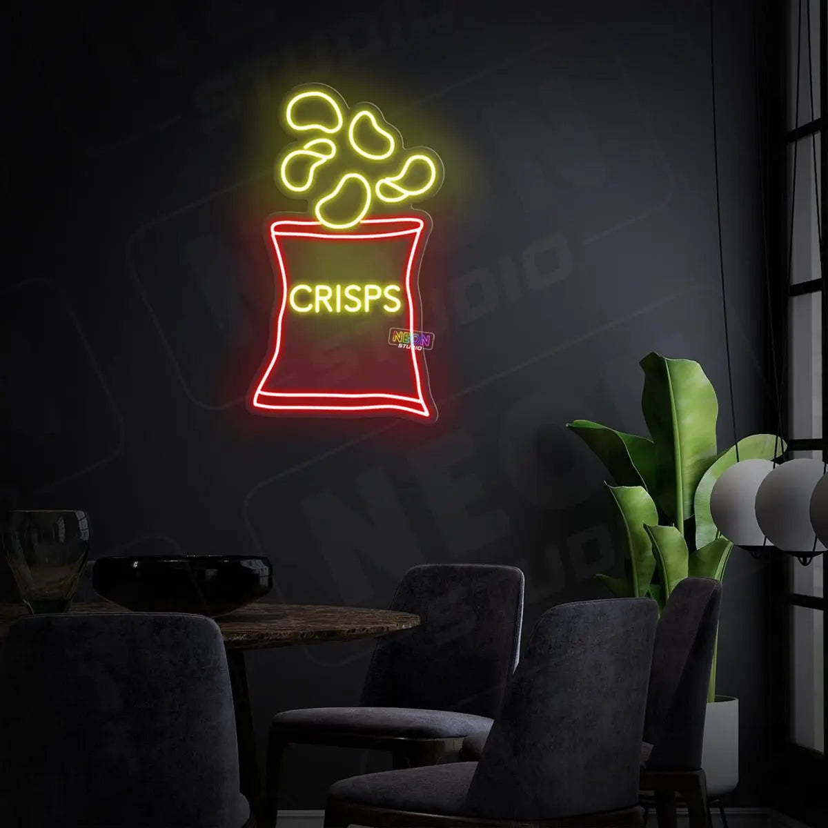 Crisps neon sign