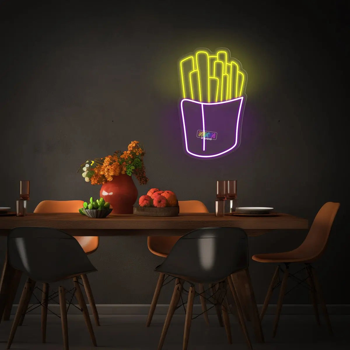 Crispy French Fries neon sign