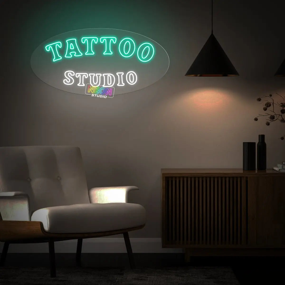 Curved Tattoo Studio neon sign