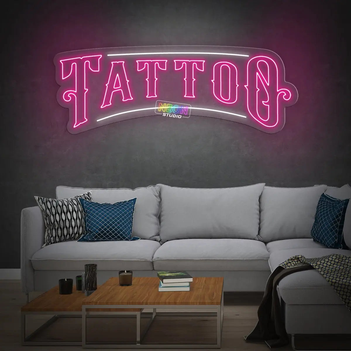 Curved Tattoo Text neon sign