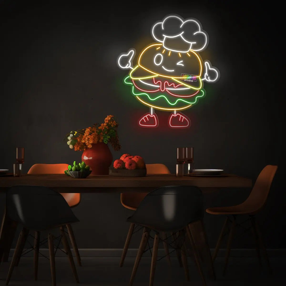 Cute burger neon sign