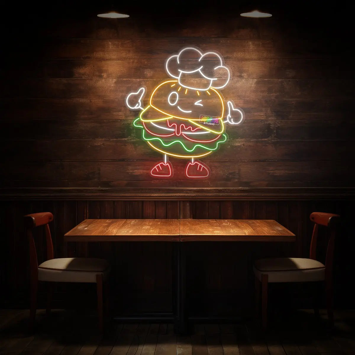 Cute burger neon sign