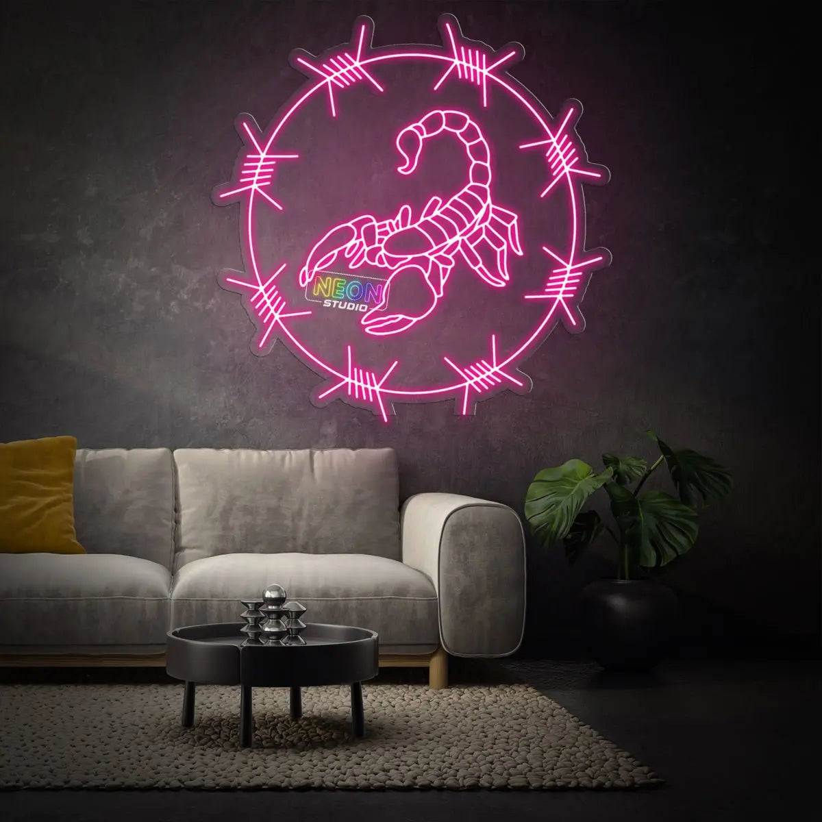 Deadly Scorpion in Barbed Wire neon sign
