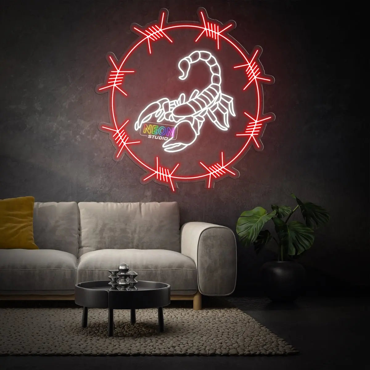 Deadly Scorpion in Barbed Wire neon sign