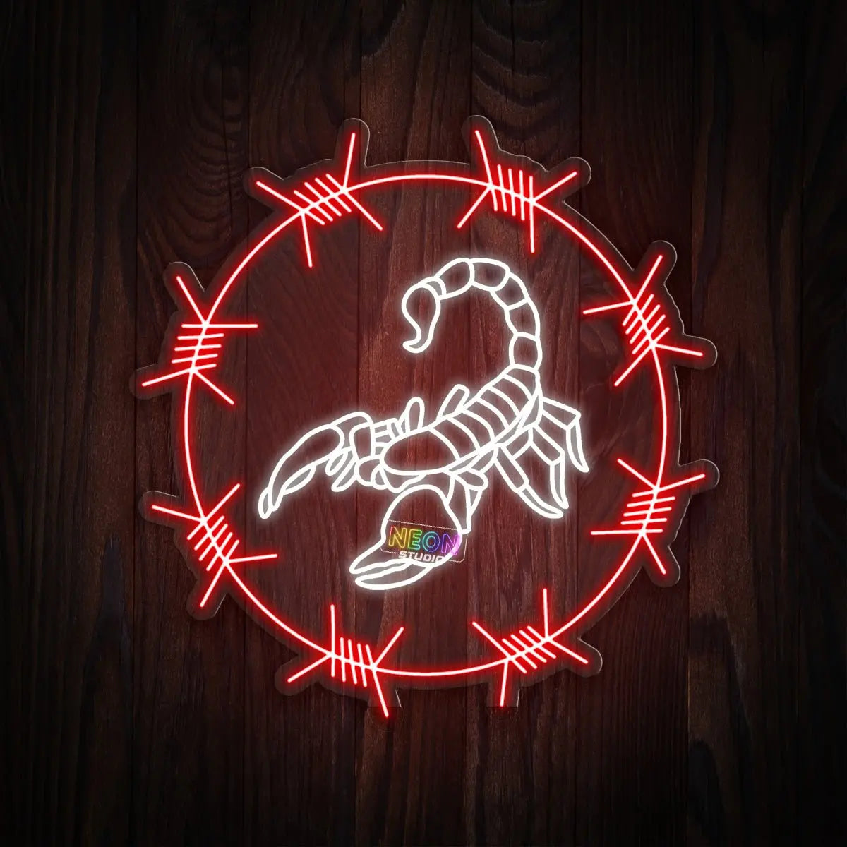 Deadly Scorpion in Barbed Wire neon sign