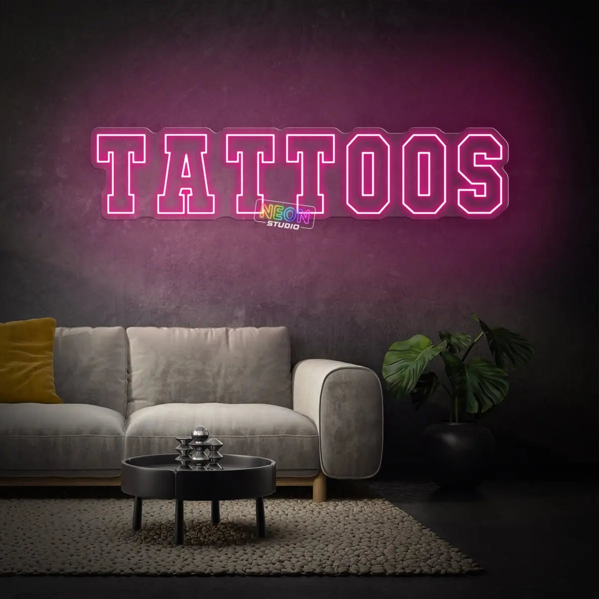 Double line "Tattoos" Text neon sign