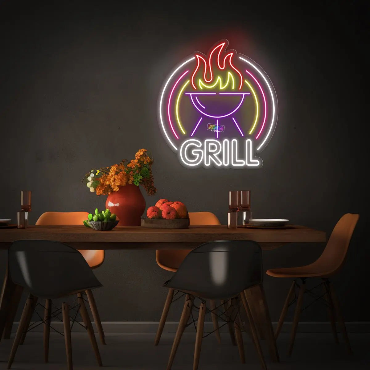 Flaming Grill neon sign