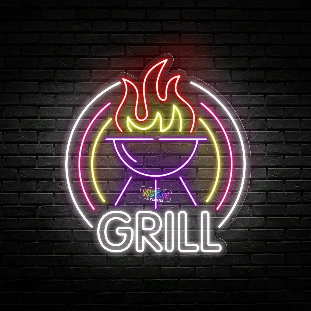Flaming Grill neon sign