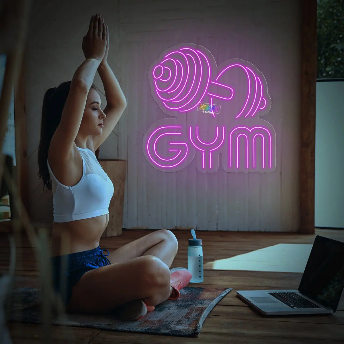 Gym & dumbbell neon sign