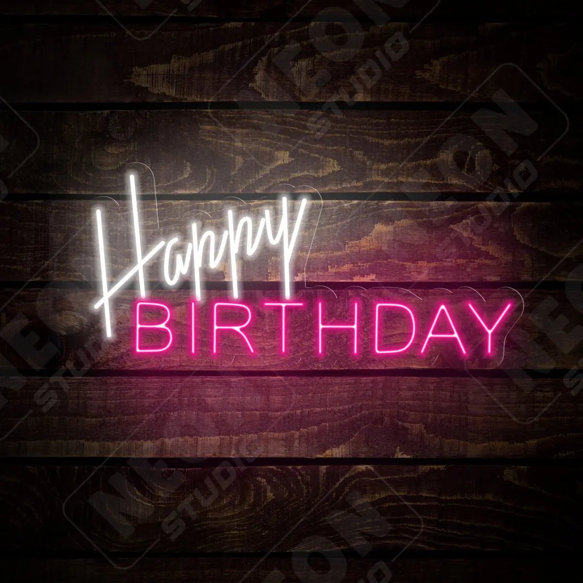 Happy Birthday text neon sign