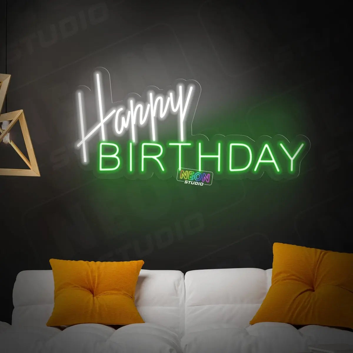 Happy Birthday text neon sign