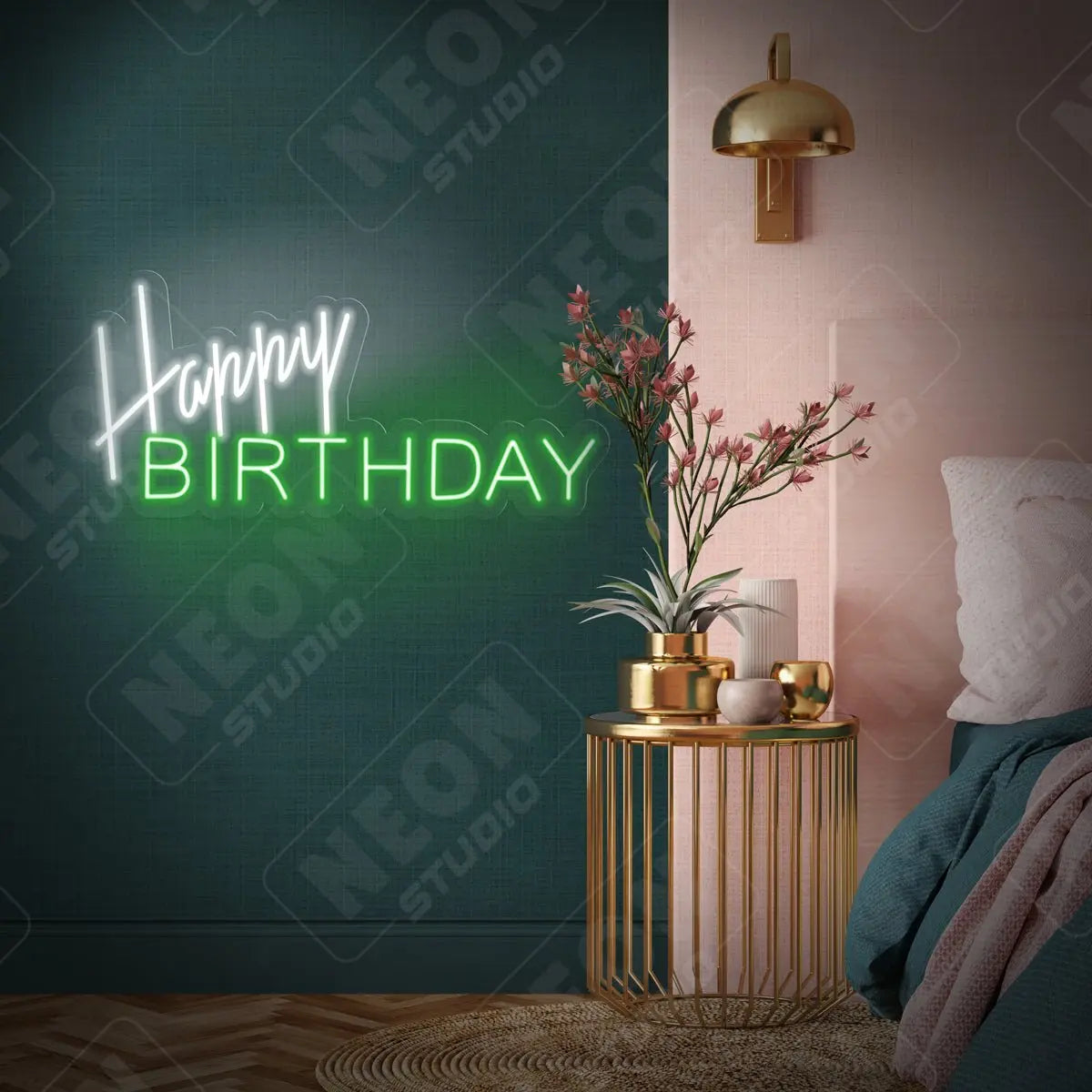 Happy Birthday text neon sign