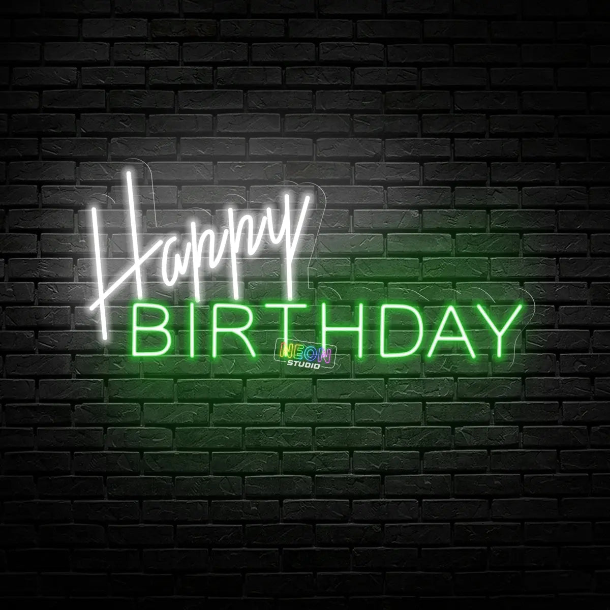 Happy Birthday text neon sign