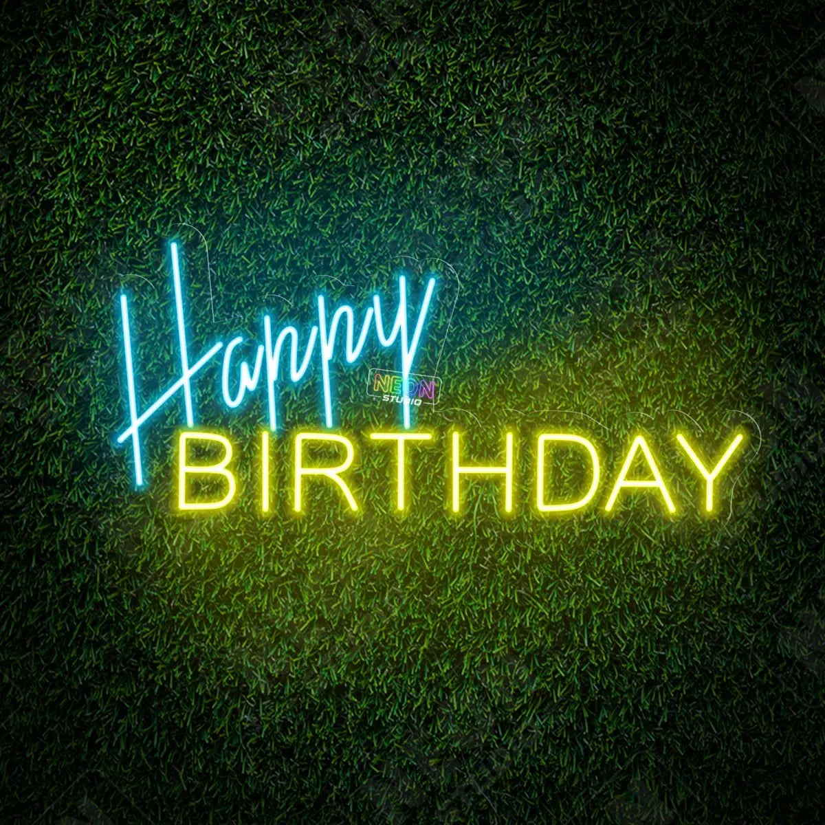 Happy Birthday text neon sign