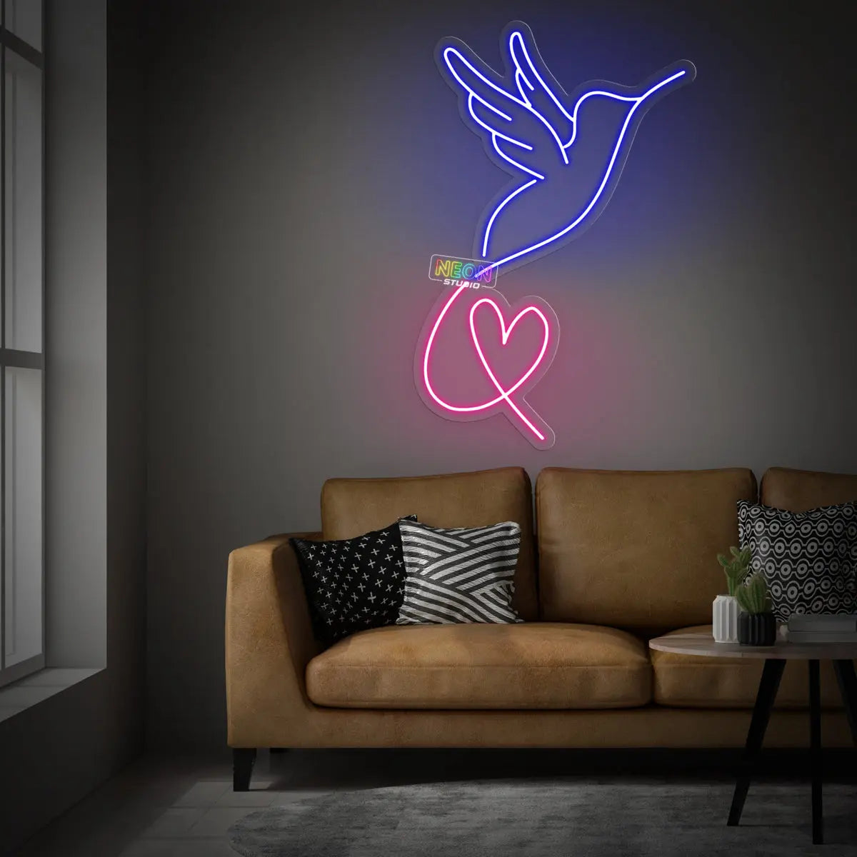Heart and Bird neon sign