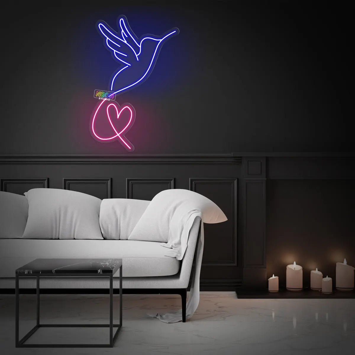 Heart and Bird neon sign