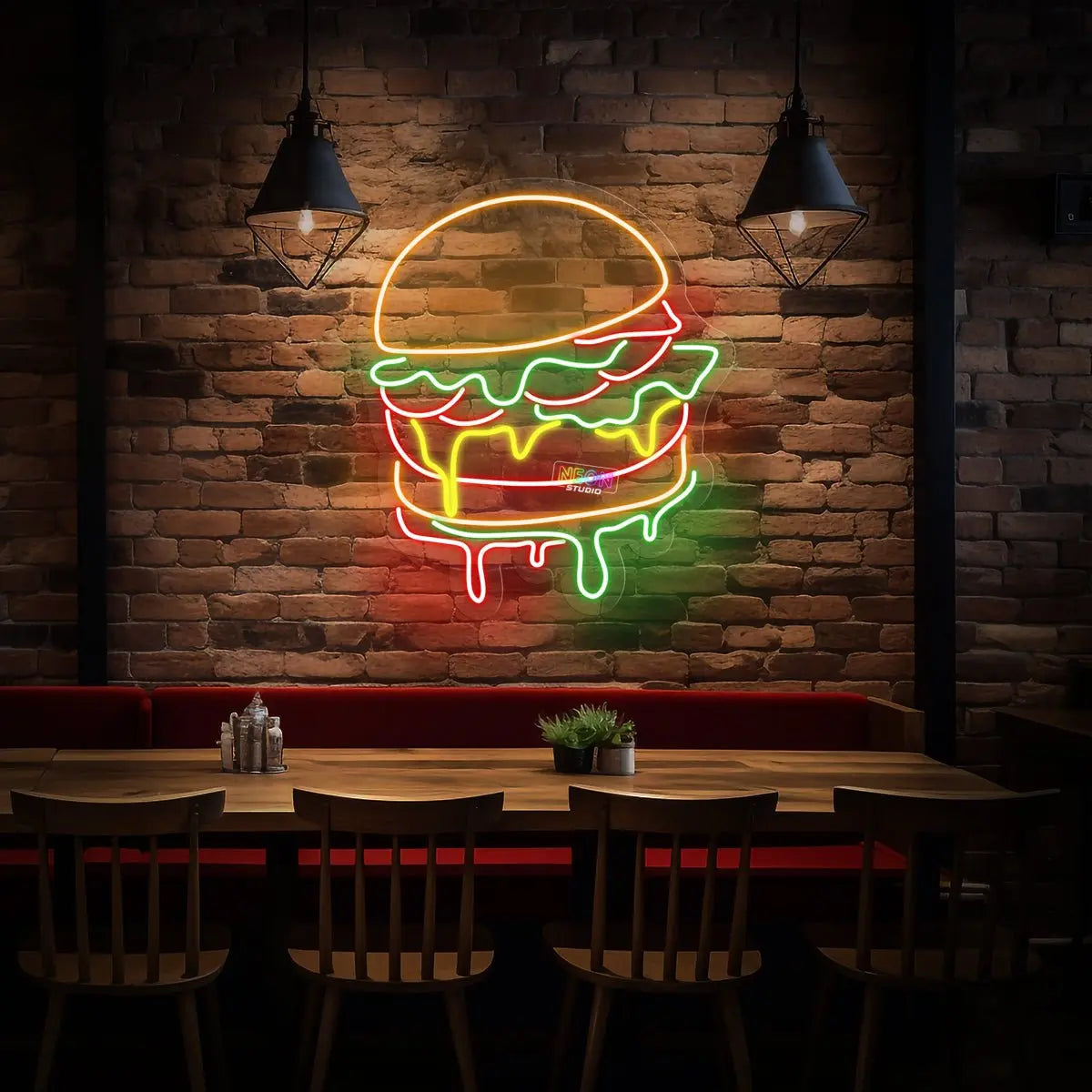 Juicy Burger neon sign