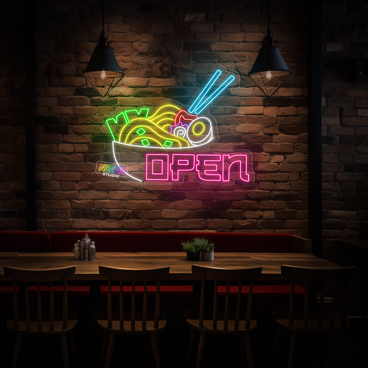 Noodle Bowl with Open text