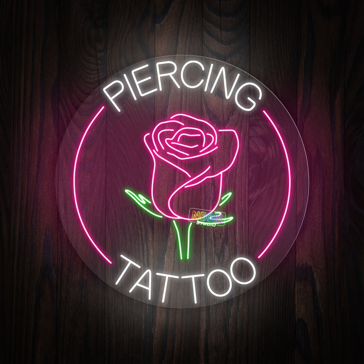 Rose with Piercing Tattoo Text