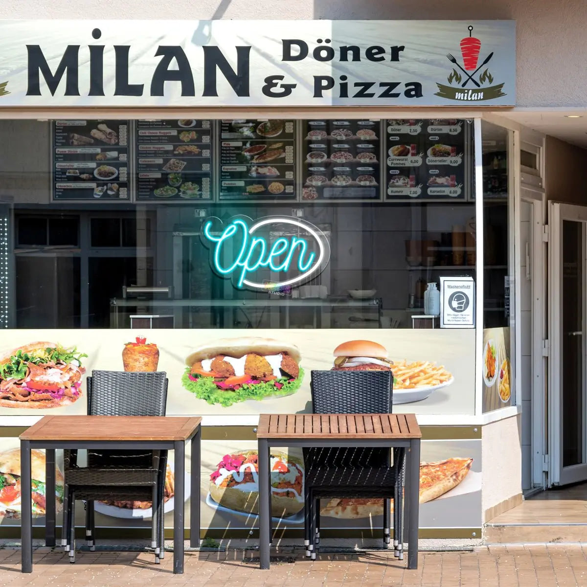 Open Sign Cut to Shape neon sign