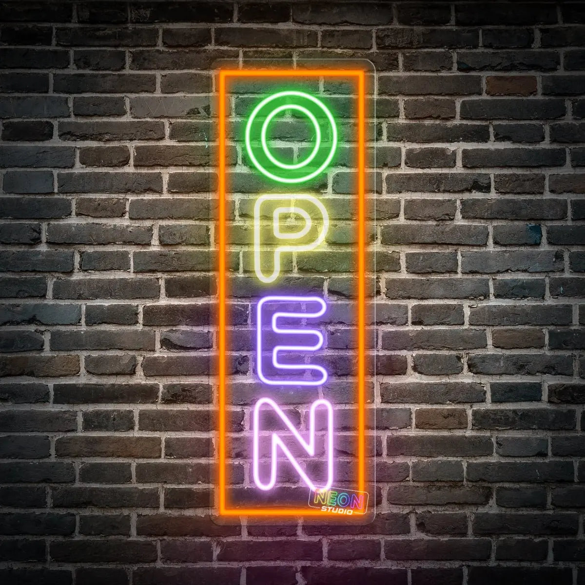 Open Sign Vertical Rectangle neon sign