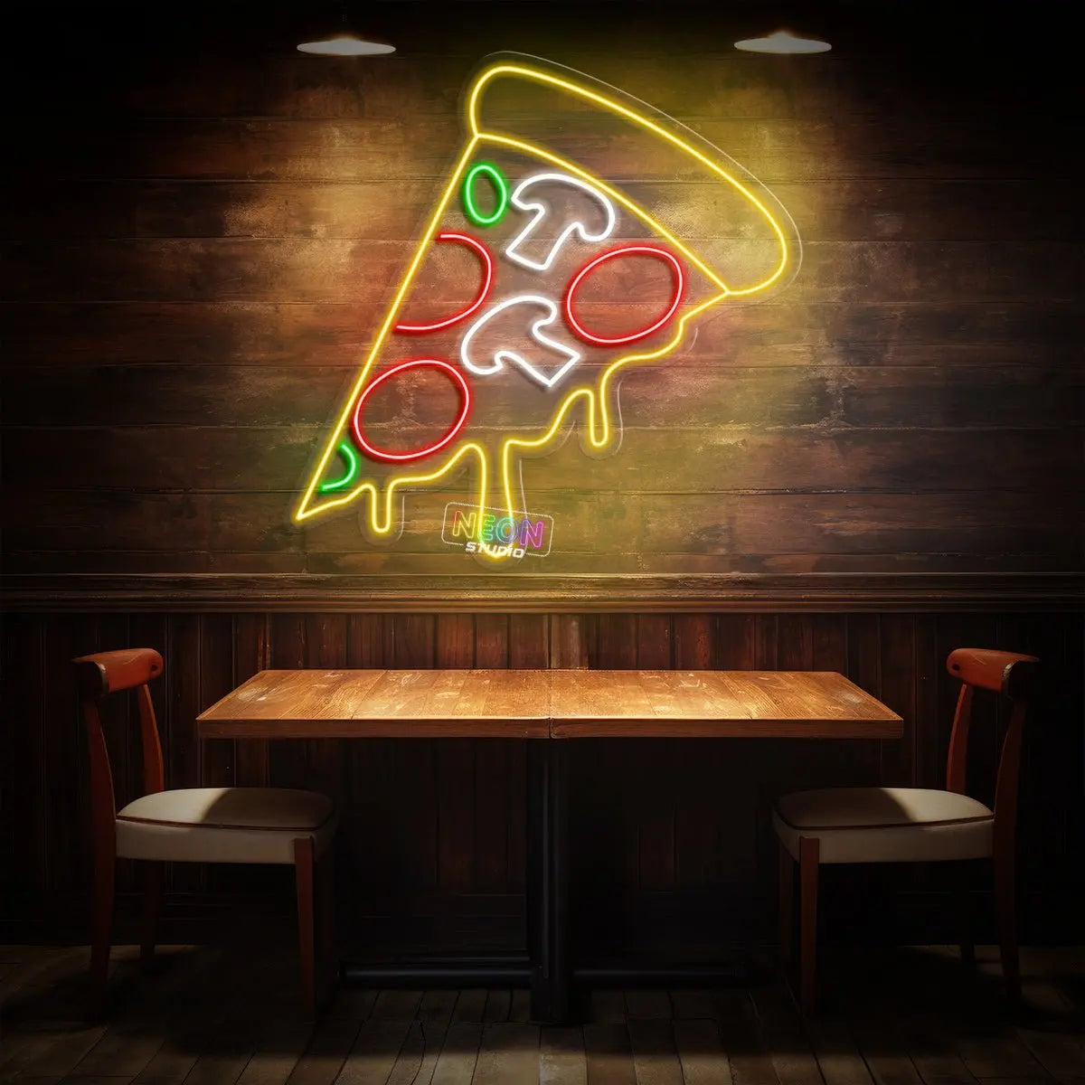 Pizza slice neon sign