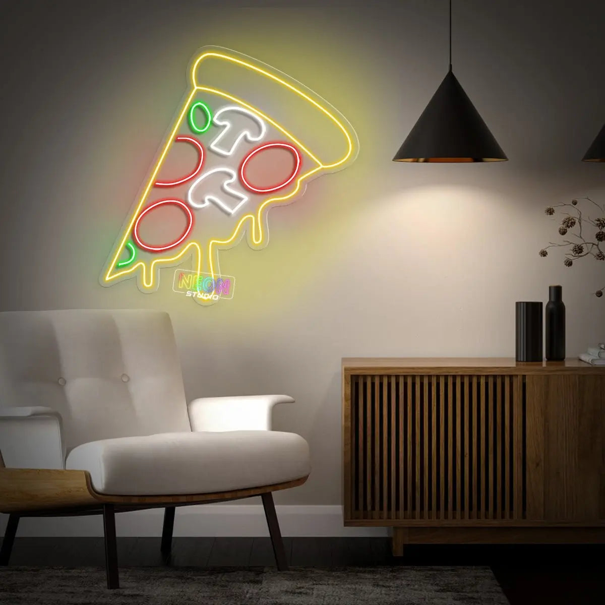 Pizza slice neon sign