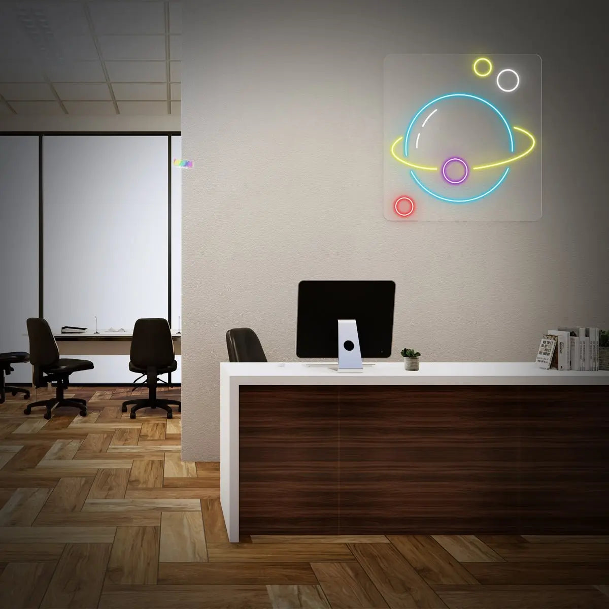 Planet neon sign