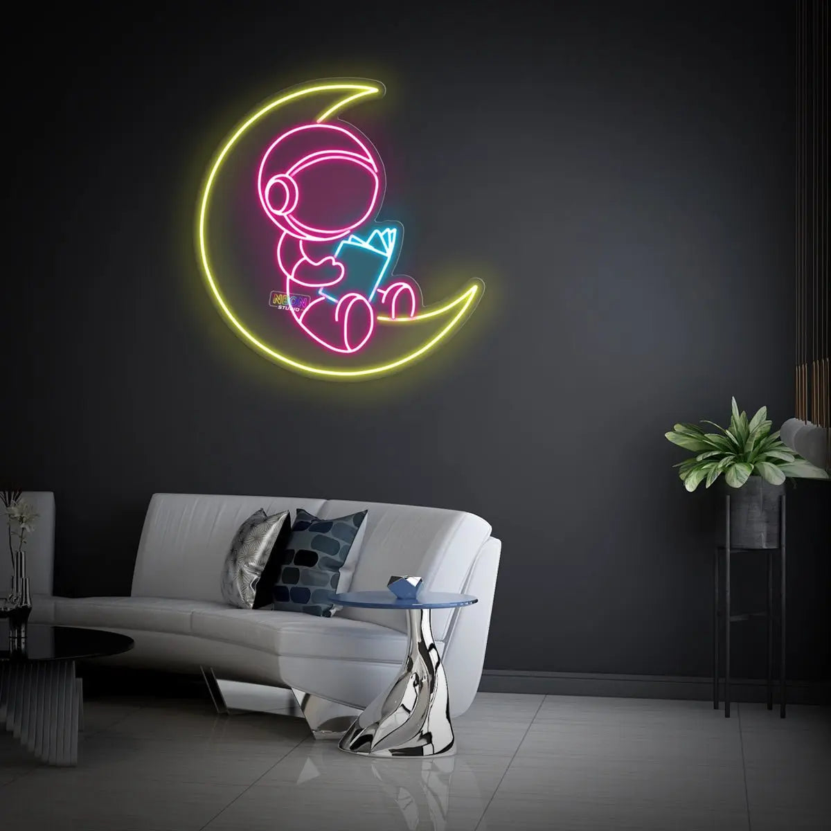 Reading book neon sign