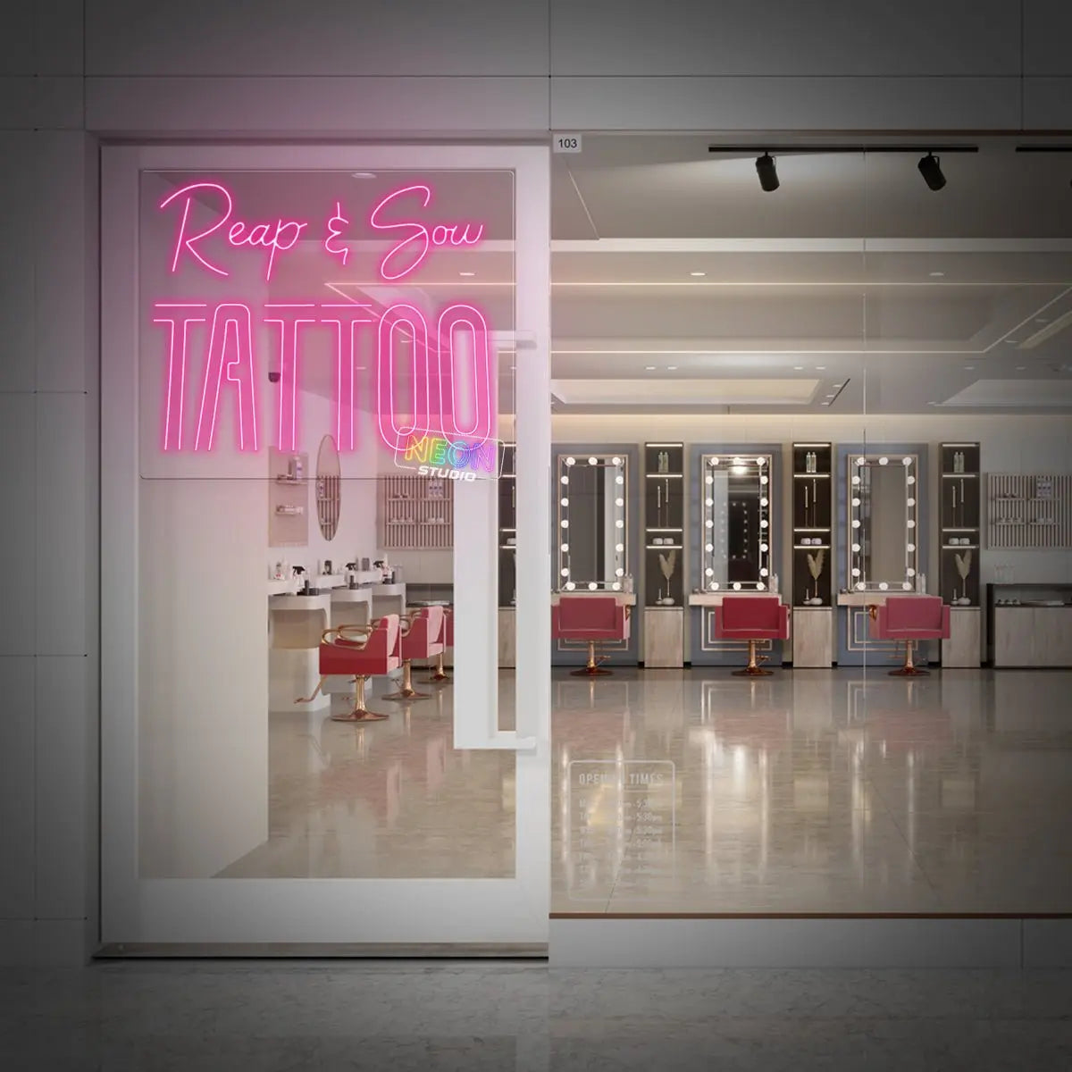Reap & Sow Tattoo neon sign
