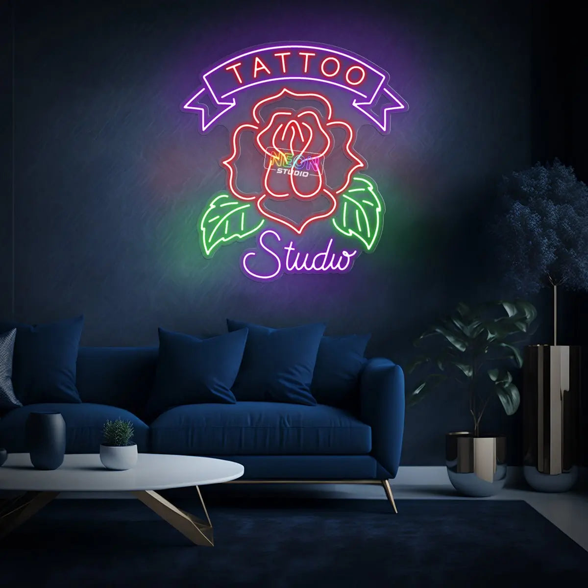 Red Flower & Tattoo Studio neon sign