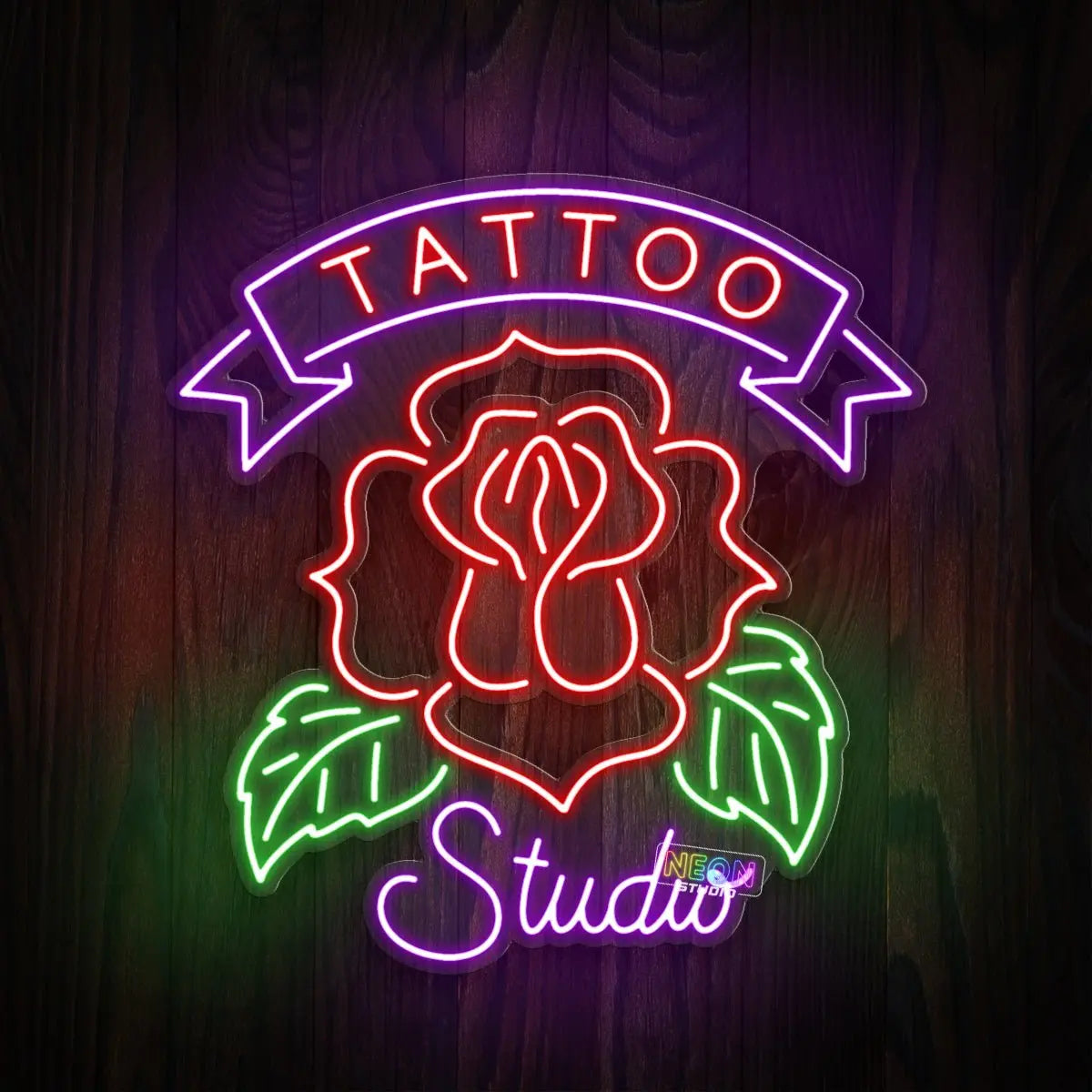Red Flower & Tattoo Studio neon sign