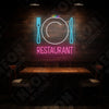 Restaurant text and plate neon sign