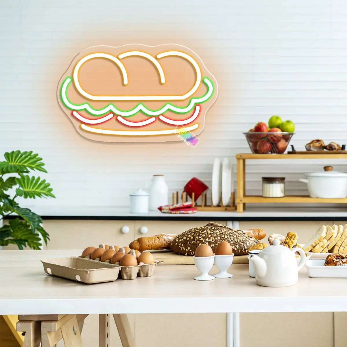 Salami sandwich neon sign