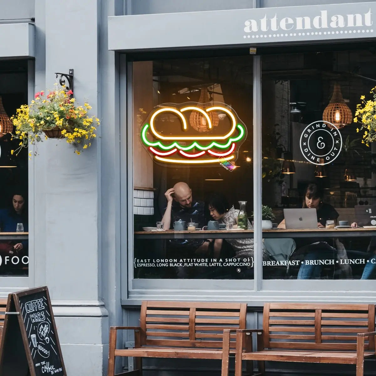 Salami sandwich neon sign