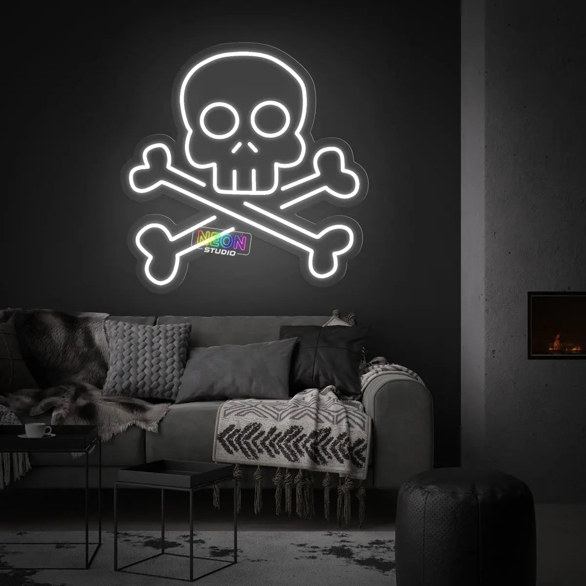 Skull and Bones neon sign