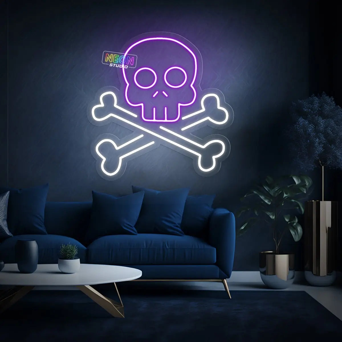 Skull and Bones neon sign