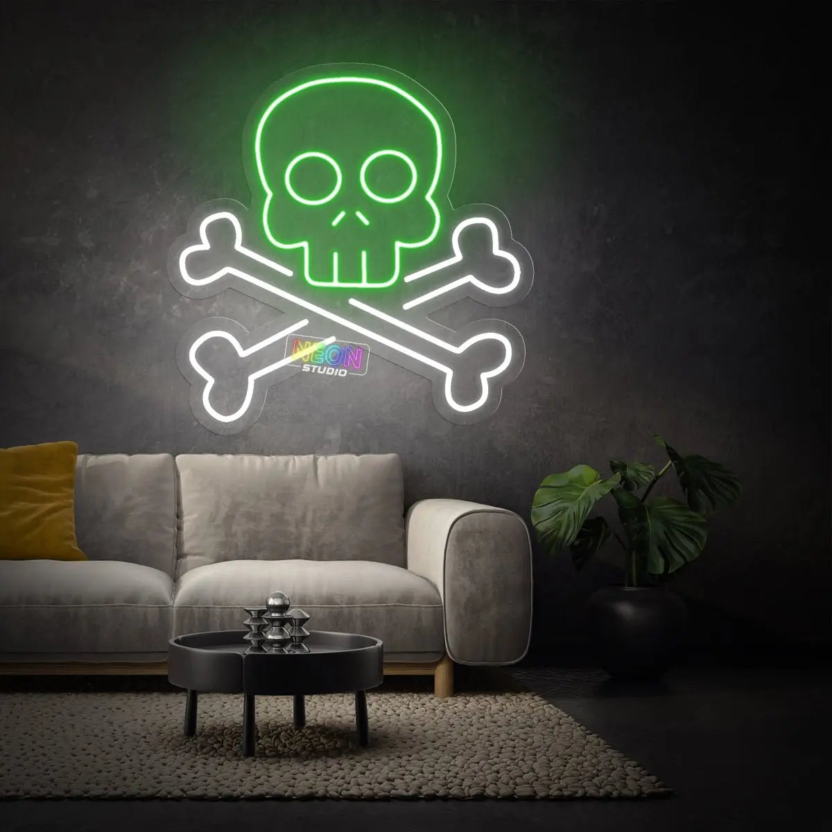 Skull and Bones neon sign