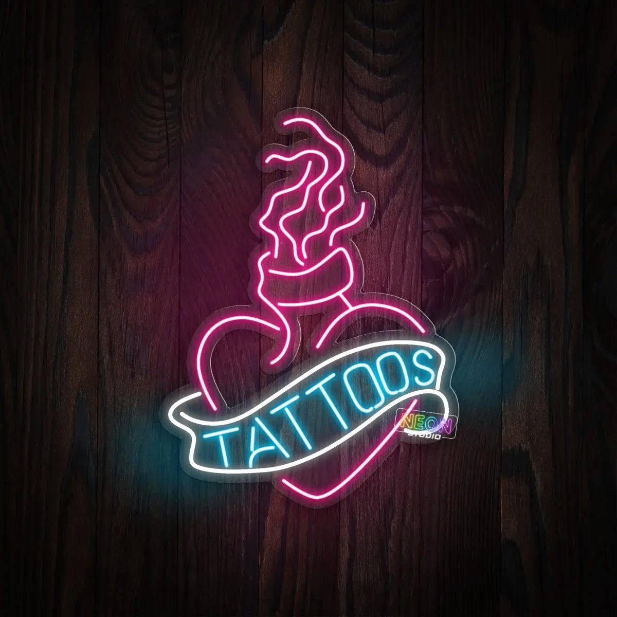Smokey Heart With Tattoo Text neon sign